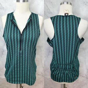 Vintage REI Vest Top Shirt Women's L Turquoise Motif Floral Cycling Gorpcore Mod